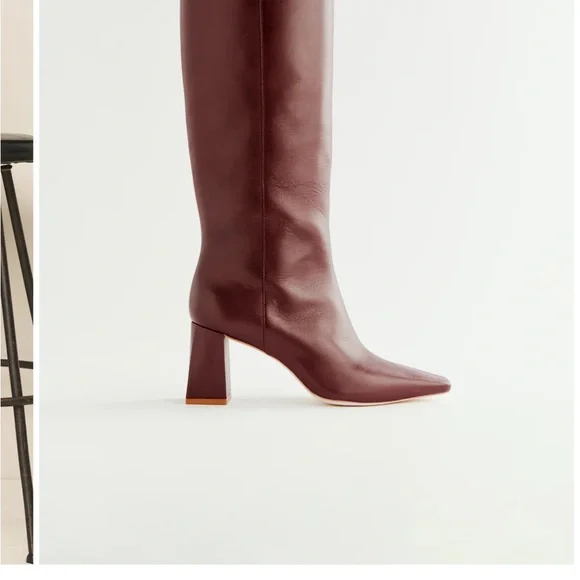 Reformation River knee high boots in ruby  Sz 7.5 new in box - Picture 5 of 16